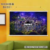 (90X60)BH301-堡垒之夜 动漫白色塑料杆挂画